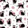 Cat Lovers' Whimsical Black Cat Pink Blob Polka Dot Seamless White Pattern Satin Short-Sleeve Pajamas Set - 4