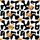 Golden Retriever Tabby Cat Faces Interlocking Abstract Black White Golden Orange Design Satin Short-Sleeve Pajamas Set - 4