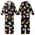 Cat Lover Black Background Feline Poses Orange Tan White Cats Pink Hearts 'Cute Cat' Text Kid Satin Pajamas Set - 1