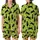 Cat Lovers' Vibrant Lime Green Playful Black Cat Silhouettes Flat Cartoon Pattern with Blue Eye Accent Satin Short-Sleeve Pajamas Set - 1