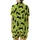Cat Lovers' Vibrant Lime Green Playful Black Cat Silhouettes Flat Cartoon Pattern with Blue Eye Accent Satin Short-Sleeve Pajamas Set - 3