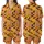 Halloween Lovers' Vibrant Pumpkin Orange Whimsical Pattern with Purple Witch Hats, Pink Brooms, Black Bats, Spiders, Cats & Gold Moons Satin Short-Sleeve Pajamas Set - 1