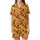 Halloween Lovers' Vibrant Pumpkin Orange Whimsical Pattern with Purple Witch Hats, Pink Brooms, Black Bats, Spiders, Cats & Gold Moons Satin Short-Sleeve Pajamas Set - 2