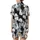 Cat Lovers' Illustrative Whimsical White Blue-Grey Black Tuxedo Cats Seamless All-Over Pattern on Black Satin Short-Sleeve Pajamas Set - 3