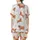 Whimsical Animal Lovers' Fluffy Highland Cow & Calf Watercolor Reddish-Brown & Lavender Wildflower Repeating Pattern Satin Short-Sleeve Pajamas Set - 3