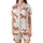 Whimsical Animal Lovers' Fluffy Highland Cow & Calf Watercolor Reddish-Brown & Lavender Wildflower Repeating Pattern Satin Short-Sleeve Pajamas Set - 2