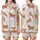 Whimsical Animal Lovers' Fluffy Highland Cow & Calf Watercolor Reddish-Brown & Lavender Wildflower Repeating Pattern Satin Short-Sleeve Pajamas Set - 1