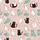 Cat Lovers' Whimsical Blush Pink Pattern with Playful Teal White Black Grey Cartoon Cats, Yarn, Paw Prints Kid Satin Pajamas Set - 4