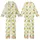 Women's Hand-Drawn Whimsical Lemon Pattern Bright Yellow Bows Green Leaves White Kid Satin Pajamas Set - 1