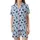 Dreamers' Whimsical Pastel Sky Blue Dark Navy Butterfly Crescent Moon Star Celestial Dust Pattern Satin Short-Sleeve Pajamas Set - 2