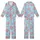 Sweet Treat Lovers' Pastel Sky Blue Kawaii Donut & Pink Heart Seamless Pattern with Happy Faces & Sprinkles Kid Satin Pajamas Set - 1
