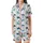 Ocean Lovers' Whimsical Cerulean Teal Navy Blue Sea Turtle Repeating Marine Life Pattern with Starfish Shells Coral Satin Short-Sleeve Pajamas Set - 2