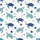 Ocean Lovers' Whimsical Cerulean Teal Navy Blue Sea Turtle Repeating Marine Life Pattern with Starfish Shells Coral Satin Short-Sleeve Pajamas Set - 4