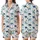 Ocean Lovers' Whimsical Cerulean Teal Navy Blue Sea Turtle Repeating Marine Life Pattern with Starfish Shells Coral Satin Short-Sleeve Pajamas Set - 1