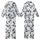 Women's Illustrative White Magnolia Deep Teal Green Leaves Pale Lavender Diagonal Stripe Botanical Pattern Kid Satin Pajamas Set - 1