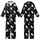 Cat Lovers' Whimsical Illustrative White & Grey Cats Starry Black Pattern, Pale Yellow Moons & Pastel Yarn Kid Satin Pajamas Set - 1