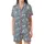 Cat Lovers' Seamless Muted Blue-Grey Hand-Drawn White & Black Cartoon Cats Playful Poses 'Meow' Flat Pattern Satin Short-Sleeve Pajamas Set - 2