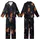 Cat Lovers' Whimsical Cosmic Night Sky Cats Seamless Pattern, Midnight Blue-Black with Golden Moons, White Stars, Black & Ginger Felines Kid Satin Pajamas Set - 1