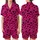 Expressive Individuals' Vibrant Magenta-Pink Dense Black Hearts Playful Graphic Pattern Satin Short-Sleeve Pajamas Set - 1