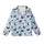 Dreamers' Whimsical Pastel Sky Blue Dark Navy Butterfly Crescent Moon Star Celestial Dust Pattern Kid Satin Pajamas Set - 2