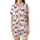 Dachshund Lovers' Whimsical Salmon Pink Light Brown Striped Dachshund Line Art Playful Pattern Satin Short-Sleeve Pajamas Set - 2