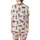 Dachshund Lovers' Whimsical Salmon Pink Light Brown Striped Dachshund Line Art Playful Pattern Satin Short-Sleeve Pajamas Set - 3