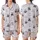 Whimsical Animal Lovers' Pastel Lavender Pink Scattered Cartoon Cats Pandas with Tiny Hearts Paw Prints Satin Short-Sleeve Pajamas Set - 1