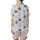 Whimsical Animal Lovers' Pastel Lavender Pink Scattered Cartoon Cats Pandas with Tiny Hearts Paw Prints Satin Short-Sleeve Pajamas Set - 3