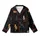 Cat Lovers' Seamless Cosmic Cat Pattern with Stargazing Black & Ginger Felines, Muted Gold Stars on Deep Black Kid Satin Pajamas Set - 2