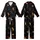 Cat Lovers' Seamless Cosmic Cat Pattern with Stargazing Black & Ginger Felines, Muted Gold Stars on Deep Black Kid Satin Pajamas Set - 1