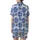 Cat Lovers' Illustrative Cool Blue Plaid Cartoon Cats & Whiskered MEOW Text Pattern Satin Short-Sleeve Pajamas Set - 3
