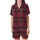 Style Seekers' Bold Crimson Black Magenta Off-White Tartan Plaid Grid Satin Short-Sleeve Pajamas Set - 2