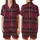 Style Seekers' Bold Crimson Black Magenta Off-White Tartan Plaid Grid Satin Short-Sleeve Pajamas Set - 1