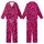 Expressive Individuals' Vibrant Magenta-Pink Dense Black Hearts Playful Graphic Pattern Kid Satin Pajamas Set - 1