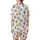 Women's Whimsical Hand-Drawn Scattered Stylized Floral Pastel Pink Sage Blue Satin Short-Sleeve Pajamas Set - 3