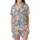 Cat Lovers' Kawaii Cartoon Cat Playful Seamless Pattern Pastel Pink Blue Grey Aqua Eyes Satin Short-Sleeve Pajamas Set - 2