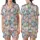 Cat Lovers' Kawaii Cartoon Cat Playful Seamless Pattern Pastel Pink Blue Grey Aqua Eyes Satin Short-Sleeve Pajamas Set - 1