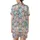 Cat Lovers' Kawaii Cartoon Cat Playful Seamless Pattern Pastel Pink Blue Grey Aqua Eyes Satin Short-Sleeve Pajamas Set - 3