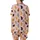Cat Lovers' Charming Light Pink Feline Pattern Diverse Cats Red Hearts & Taupe Paw Prints Satin Short-Sleeve Pajamas Set - 3