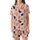 Cat Lovers' Charming Light Pink Feline Pattern Diverse Cats Red Hearts & Taupe Paw Prints Satin Short-Sleeve Pajamas Set - 2