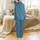 Cat Lovers' Deep Petrol Blue Whimsical White Line Art Playful Cats & Paw Prints Seamless Pattern Satin Pajamas Set - 3