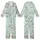Cat Lovers' Whimsical Hand-Drawn White Cartoon Cats Light Mint Green Pattern Fish Bones Paw Prints Kid Satin Pajamas Set - 1