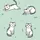 Cat Lovers' Whimsical Hand-Drawn White Cartoon Cats Light Mint Green Pattern Fish Bones Paw Prints Kid Satin Pajamas Set - 4
