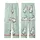 Cat Lovers' Whimsical Hand-Drawn White Cartoon Cats Light Mint Green Pattern Fish Bones Paw Prints Kid Satin Pajamas Set - 3
