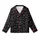 Cat Lovers' Minimalist White Outline Playful Cats Paw Prints Black Pattern Kid Satin Pajamas Set - 2
