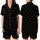 Cat Lovers' All-Over Stylized Black Cat Crowd Pattern with Vibrant Yellow Eyes Flat Art Satin Short-Sleeve Pajamas Set - 1