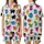 Cat Lovers' Whimsical Hand-Drawn Doodle Abstract Cats Pattern with Vibrant Multi-Color Crayon Style Satin Short-Sleeve Pajamas Set - 1