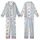 Pastel Dreamers' Whimsical Hand-Drawn Sleeping Cats Pink Bows Blue Flowers Cupcakes Soft Pastel Blue Off-White Knit Bands Kid Satin Pajamas Set - 1