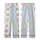 Pastel Dreamers' Whimsical Hand-Drawn Sleeping Cats Pink Bows Blue Flowers Cupcakes Soft Pastel Blue Off-White Knit Bands Kid Satin Pajamas Set - 3