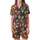 Cat Lovers' Densely Packed Multi-Color Beanie Cat Faces Detailed Knit Pattern Satin Short-Sleeve Pajamas Set - 2
